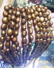 Genuine pearl 10mm Brown baroque freshwater pearl loose beads DIY gift one strands Hole Approx 1mm 37CM 15'' 2024 - buy cheap