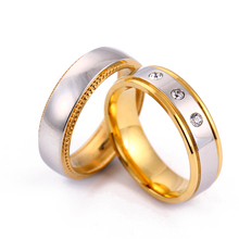 Парные кольца из нержавеющей стали 316L, с золотым ободом, для мужчин и женщин, 6 мм 2024 - купить недорого
