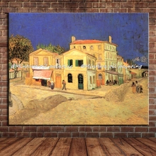 Pintura al óleo sobre lienzo de la casa amarilla de Vincent Van Gogh, 100% de reproducción a mano, arte de pared para decoración de Hotel y sala de estar 2024 - compra barato