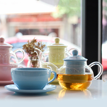 Цвет цветы и фрукты стеклянный чайник и костяного фарфора тесто кофейная чашка и блюдце Англетер чай для одного чайные сервизы 2024 - купить недорого