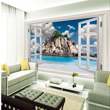 Beibehand-papel de parede 3d, decoração, imagem, fundo, moderno, sala de estar, janela, praia, ilha, hotel, restaurante, fresco, painel 2024 - compre barato