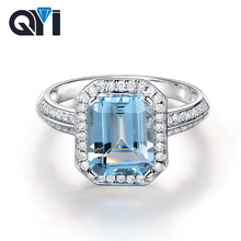 Женское кольцо с натуральным голубым топазом 1,5 карата 2024 - купить недорого