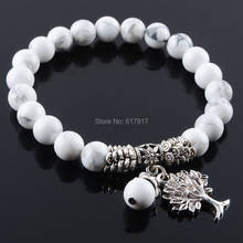 White Turquoises Howlite Stone 8mm Beads Women Bracelet Healing Reiki Tree Of Life Charm Meditation Bracelet Jewelry 7" TK3220 2024 - buy cheap