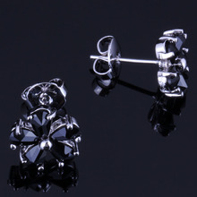 Luxurious Star Black Cubic Zirconia Silver Plated Stud Earrings V0875 2024 - buy cheap