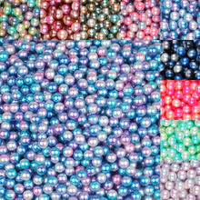 Cuentas redondas sueltas de perlas ABS sin agujero para fabricación de joyas, abalorios artesanales de colores para decoraciones de boda, multicolor, 8mm, 100 unids/lote 2024 - compra barato