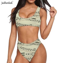 Jackherelook Sheet Music 3D Print Halter Swimsuits Women Summer Sexy Bikinis High Cut Bottom Swimwear Monokini Push Up Beachwear 2024 - buy cheap