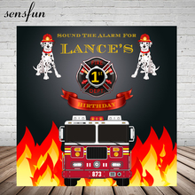 Sensfun Fire Truck Theme Backdrop Firemen Dog Boys Birthday Party Banner Photography Backgrounds For Photo Studio Vinyl 2024 - buy cheap