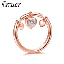 ERLUER rings set for women Romantic wedding heart shaped jewelry Girl rose gold crystal Zircon engagement ring fasion jewellery 2024 - buy cheap