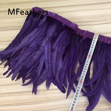 2 metros, pluma de cola de gallo púrpura Natural, cinta de plumas de faisán de 30-35cm para decoración de bodas, accesorio de ropa DIY 2024 - compra barato