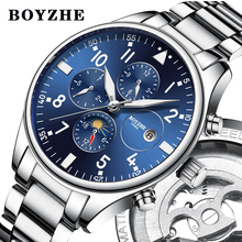 BOYZHE 2020 New Men Automatic Mechanical Watch Stainless Steel Fashion Luxury Brand Military Moon Business Sports Watches 2024 - buy cheap