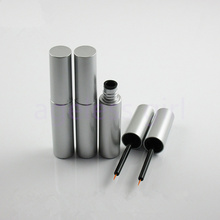 wholesale 30/50/100pcs 8ml matte silver eyeline containers tubes eyeliner brush with brush plugs makeup brush refillable bottles 2024 - buy cheap