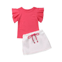Одежда для маленьких девочек; чистый комплект из 2 предметов; летняя одежда для маленьких девочек; топы; футболка; юбка; комплект одежды из 2 предметов 2024 - купить недорого