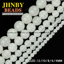 JHNBY White marble stone beads Natural Stone Alabaster Round Loose beads 4/6/8/10/12MM Jewelry bracelet accessories making DIY 2024 - buy cheap