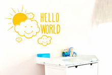 Clouds Sun Pattern Quotes Hello World Room Decoration Art Design Wall Sticker For Kids Baby Bedroom Poster Mural Decals W292 2024 - buy cheap