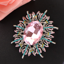 Broche lujoso de cristal con estilo, broche de moda de diamantes de imitación rosa, accesorios de ramillete de boda para banquete 2024 - compra barato