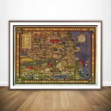 1931 Chicago pandillas mapa histórico Vintage 6x 8 decoración pared película pintura impresiones de la lona arte de la lona Poster pinturas de aceite sin marco 2024 - compra barato