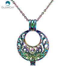 C724 Rainbow Color  Round Moon Plant thistles and thorns Beads Cage Pendant Aroma Essential Oil Diffuser Locket Necklace 2024 - buy cheap