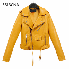 Women' Short PU Biker Jacket Women 2022 Autumn New Korean Style Long Sleeve Solid Color Motorcycle Coat Slim Casual Tops A90 2024 - buy cheap