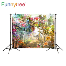Funnytree backdrops for photography studio flower abstract watercolor painting spring garden photo background photobooth 2024 - buy cheap