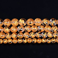 8-14mm Natural White Rock Quartz Beads Gold Carved Dragon Turtle Tiger Phoenix Loose DIY Beads For Jewelry Making Beads 15'' 2024 - buy cheap