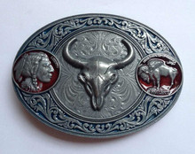 Fashion western belt buckle with pewter finish JF-B1041 suitable for 4cm wideth belt with continous stock 2024 - buy cheap