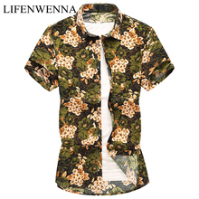 7XL 2019 New Summer Fashion Mens Shirt Slim Fit Short Sleeve Floral Shirt Mens Clothes Trend Plus Size Mens Casual Flower Shirts 2024 - buy cheap