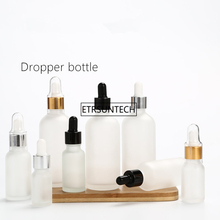 100pcs 5/10/15/20/30ml Frost Glass Dropper Bottle Silver Gold Black Lid Cosmetic Packaging Container Essential Oil Bottles F2250 2024 - buy cheap