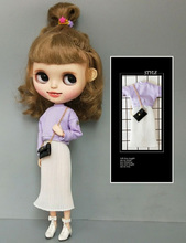 Одежда для куклы Blyth, фиолетовый свитшот и юбка для платья blyth, azone s ob24, аксессуары для кукол Барби, одежда 2024 - купить недорого