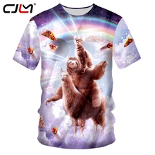 CJLM Fashion Funny O-neck T Shirt Men Space Sloth Cat Riding Alpaca  3D Print T-shirts Harajuku Style Tshirt Streetwear Tops 2024 - buy cheap