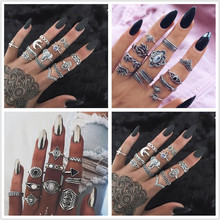 Fashion personality creative combination retro knuckles ring for women with inlaid rhinestone gem design female knokkels 2024 - buy cheap