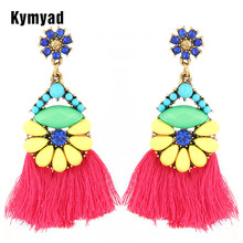 Kymyad-pendientes de perno coloridos para mujer, aretes Vintage con borla, aretes llamativos étnicos, bisutería femenina, aretes largos 2024 - compra barato