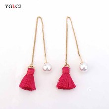 2022 Korean Version Of The Simple Temperament Long Tassel Earrings Fashion Handmade Pearl Earrings Ladies Jewelry Gifts 2024 - buy cheap