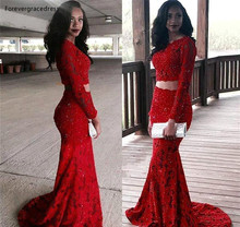 South African Black Girls Burgundy Prom Dresses 2019 Two Pieces Lace Holidays Graduation Wear Party Gowns Plus Size Custom Made 2024 - buy cheap