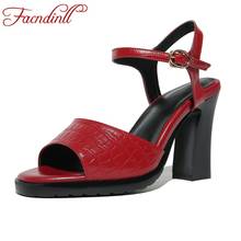 FACNDINLL shoes new fashion summer women sandals genuine leather high heels peep toe shoes woman dress party gladiator sandals 2024 - buy cheap