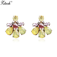 Ztech Popular Pink/Yellow Color New Earrings For Women Fashion Statement Jewelry Wedding Party Gifts Drop Earrings Pendientes 2024 - buy cheap