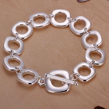 fine summer style silver plated bracelet 925-sterling-silver jewelry bijouterie square chain bracelets for women men SB106 2024 - buy cheap