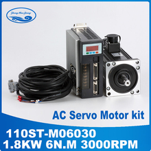1.8KW AC Servo Motor 6N.M 30000RPM 110ST-M06030 AC Motor +Matched Servo Motor Driver+3M Cable Complete Motor kits 2024 - buy cheap