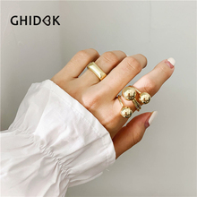 GHIDBK-anillo abierto con cuentas geométricas para mujer, joyería barroca, ajustable 2024 - compra barato