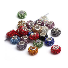 14MM Multicolor New Resin Rhinestone Beads Silver Plated Core Crystal Loose Beads 20pcs/lot D0234 2024 - buy cheap
