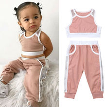 2PCS Toddler Baby Girls Clothes Set Summer Casual Sleeveless Tank Crop Tops+Mesh Pants Sports Outfits Tracksuit 1-6Y 2024 - buy cheap