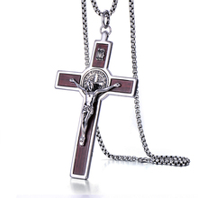 Pingente de crucifixo grande inri, corrente de aço inoxidável 316l, joia católica, presente para pai 2024 - compre barato
