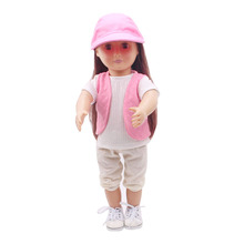 Conjunto de ropa de muñeca informal para otoño + chaleco Rosa, accesorios de juguete compatibles con muñeca de niña de 18 pulgadas y muñeca de bebé de 43 cm, c239 2024 - compra barato
