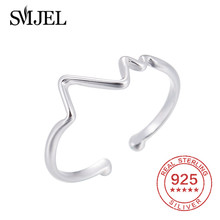 SMJEL Anéis Mulheres Anel de 925 Jóias de Prata Simples Onda Do Mar Batimentos Cardíacos De Pulso Feminino Presentes Tábua de Salvação Para O Médico Anillos Mujer Femme 2024 - compre barato