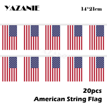 YAZANIE 14*21cm 20PCS America USA String Flags and Banners United States Handing Flag for Christmas Thanks Giving Day Decoration 2024 - buy cheap