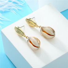1Pair Gold Color Irregular Natural Shell Dangle Earrings Women Elegant Whtie Seashell Conch Drop Earrings Jewelry Gift E226 2024 - buy cheap
