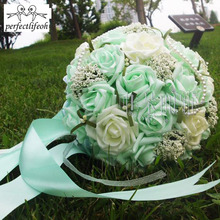 Perfetlife buquê de flores artificiais, flores para casamento, damas de honra, romântica, artesanal, buquê para casamento 2024 - compre barato