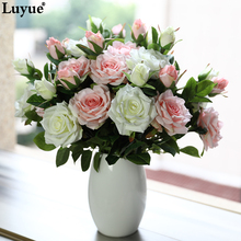 5 Pieces PU Flowers Branch Rose heads bouquet High Quality Real Touch Rose  Artificial Silk Flower For Wedding Decoration 2024 - buy cheap