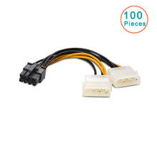100pcs 6inch 2xMolex 4pin to 8Pin PCI Express Video Card Pci-e ATX PSU Power Converter Cable - Molex to Pcie 8pin (6+2) Adapter 2024 - buy cheap