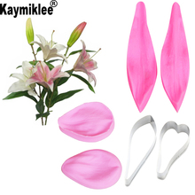 Lily Flower Petal Veiner &Cutter Silicone Mould Fondant Mold Cake Decorating Tools ,Sugarcraft Mold CS237 2024 - buy cheap