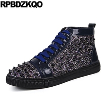 Los hombres de diente de león primavera Skate negro brillo zapatos de marca Spike pendientes Hip Hop remache zapatillas azules de pista zapatillas 2024 - compra barato